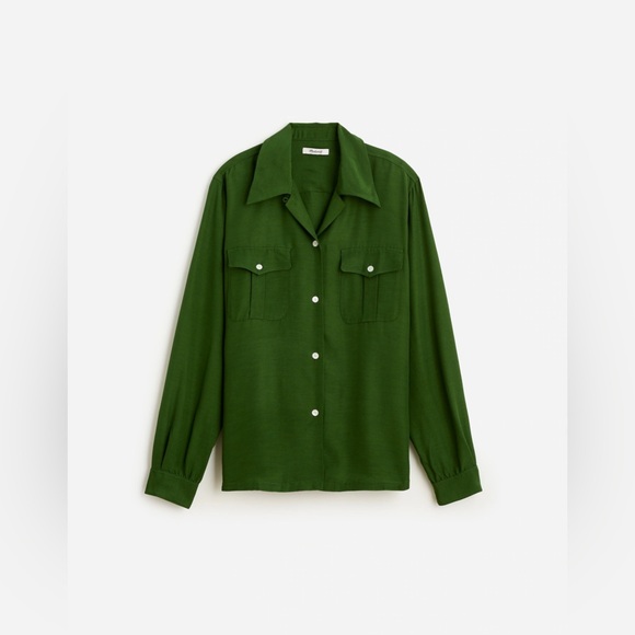 NWT Alexa Chung for Madewell Pleat-Pocket Button-Up Shirt- Dark Pine - Picture 6 of 12